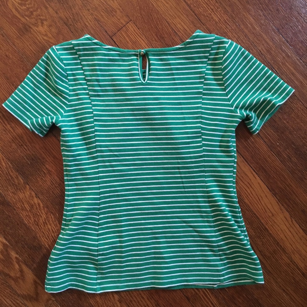 Banana Republic Green White Striped Keyhole Back